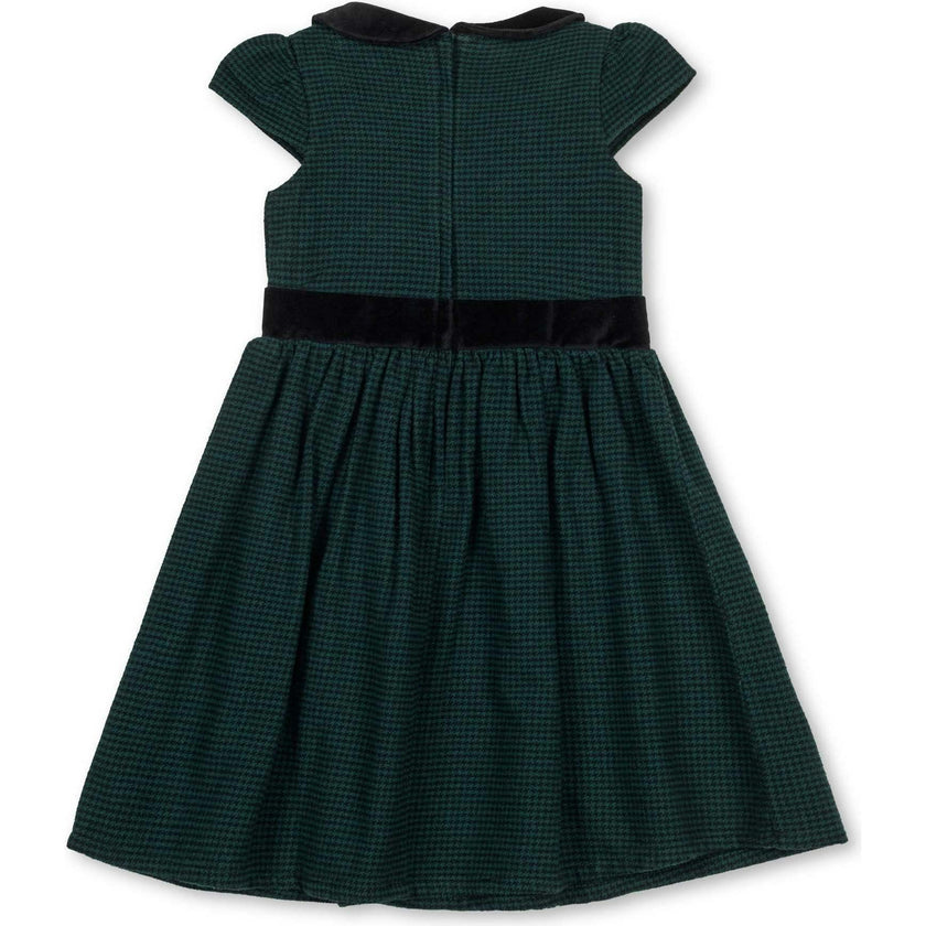 Organic Flutter Sleeve Peter Pan Collar Party Dress, Green