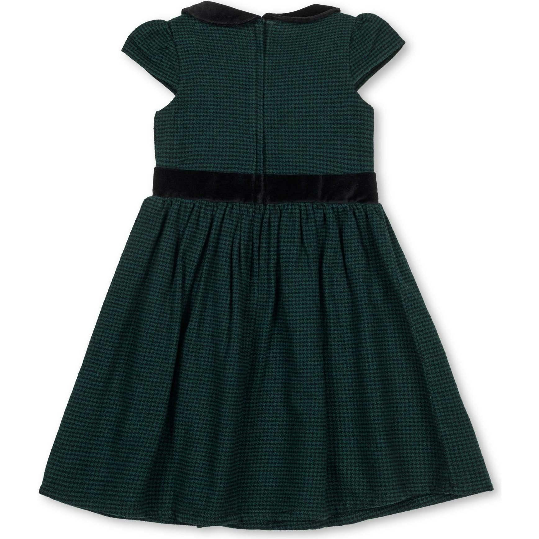 Organic Flutter Sleeve Peter Pan Collar Party Dress, Green
