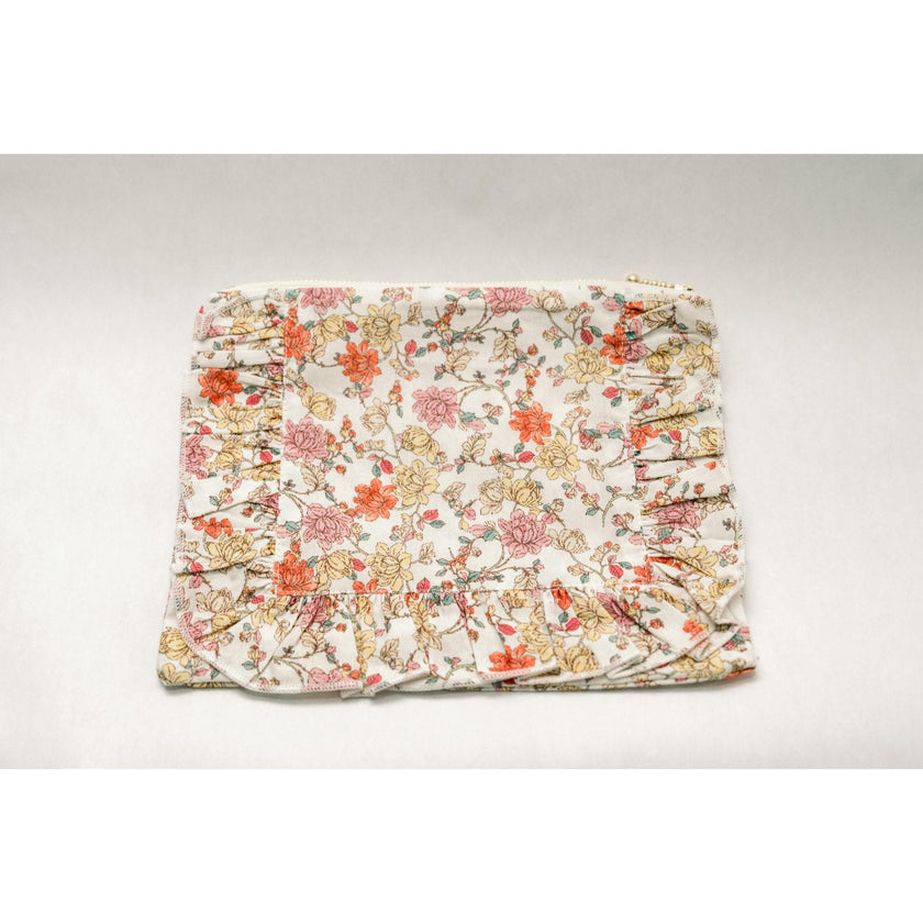 Midsummer Vine Timeless Floral Ruffle Zipper Pouch