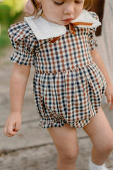 Baby Emery Romper in Chestnut Gingham