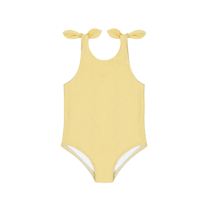 girls buttercream stripe tie knot one piece