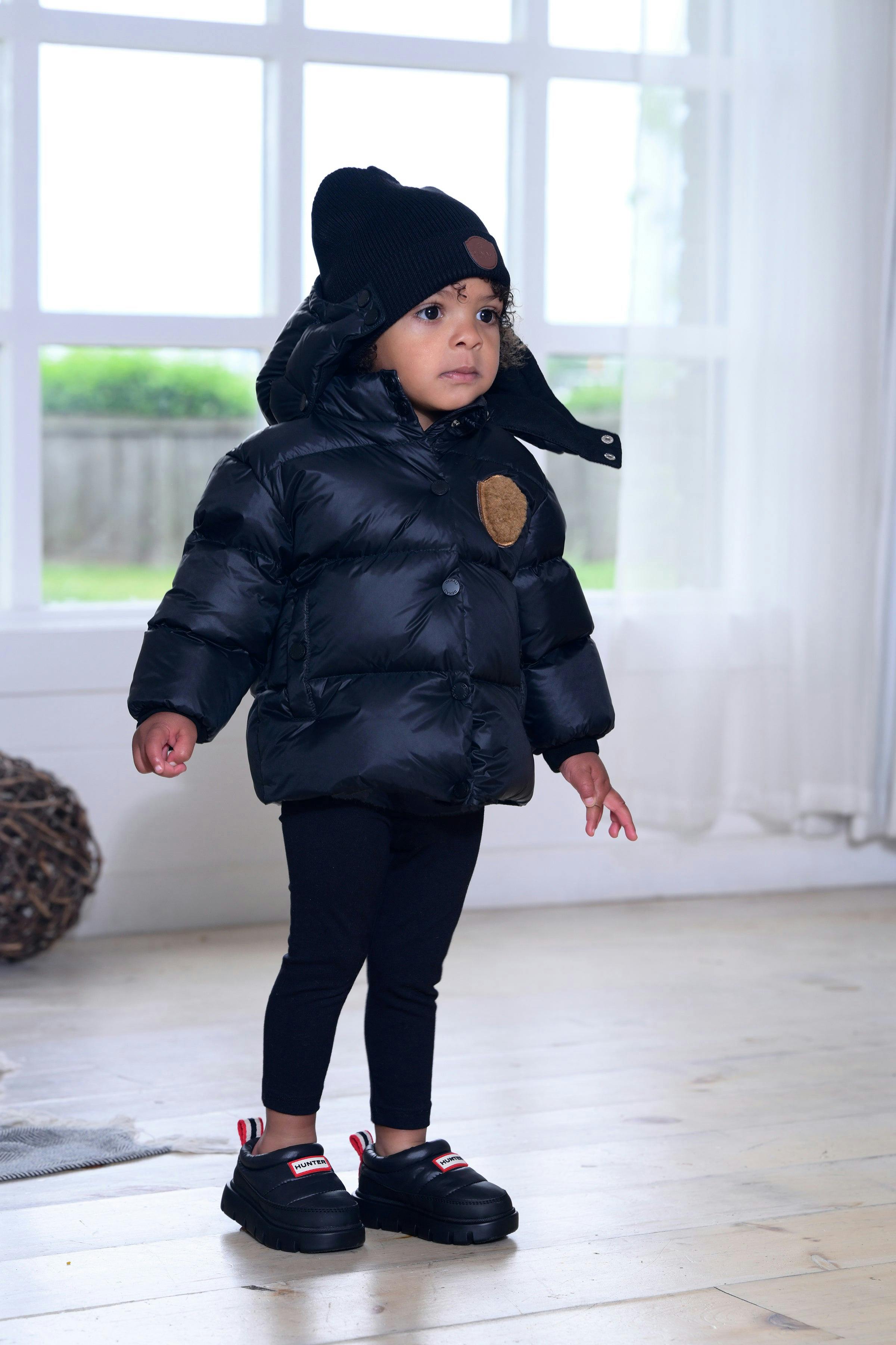 Baby Jacket with furry patch - Black/Tan