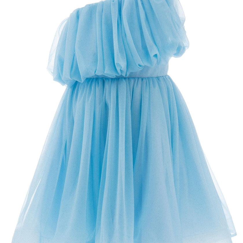 Blue Izorah Off Shoulder Glitter Dress