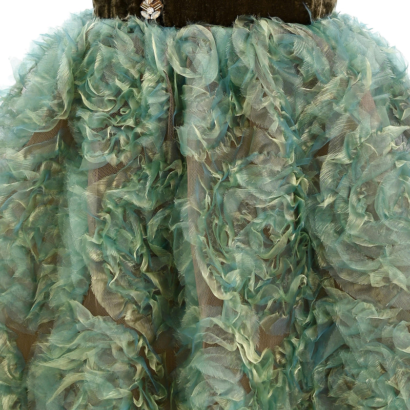 Green Bellina Velvet Tulle Dress