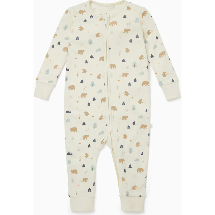 Bear Print Clever Zip Romper