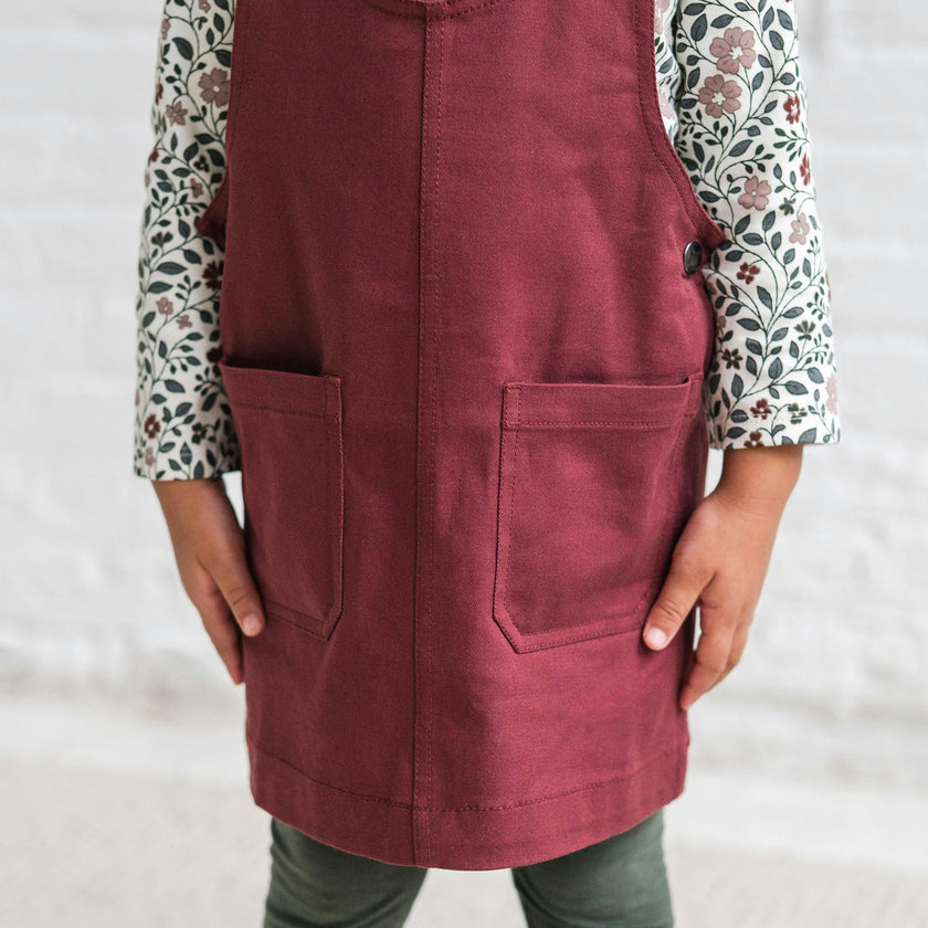 Alma Twill Jumper Dress Cranberry