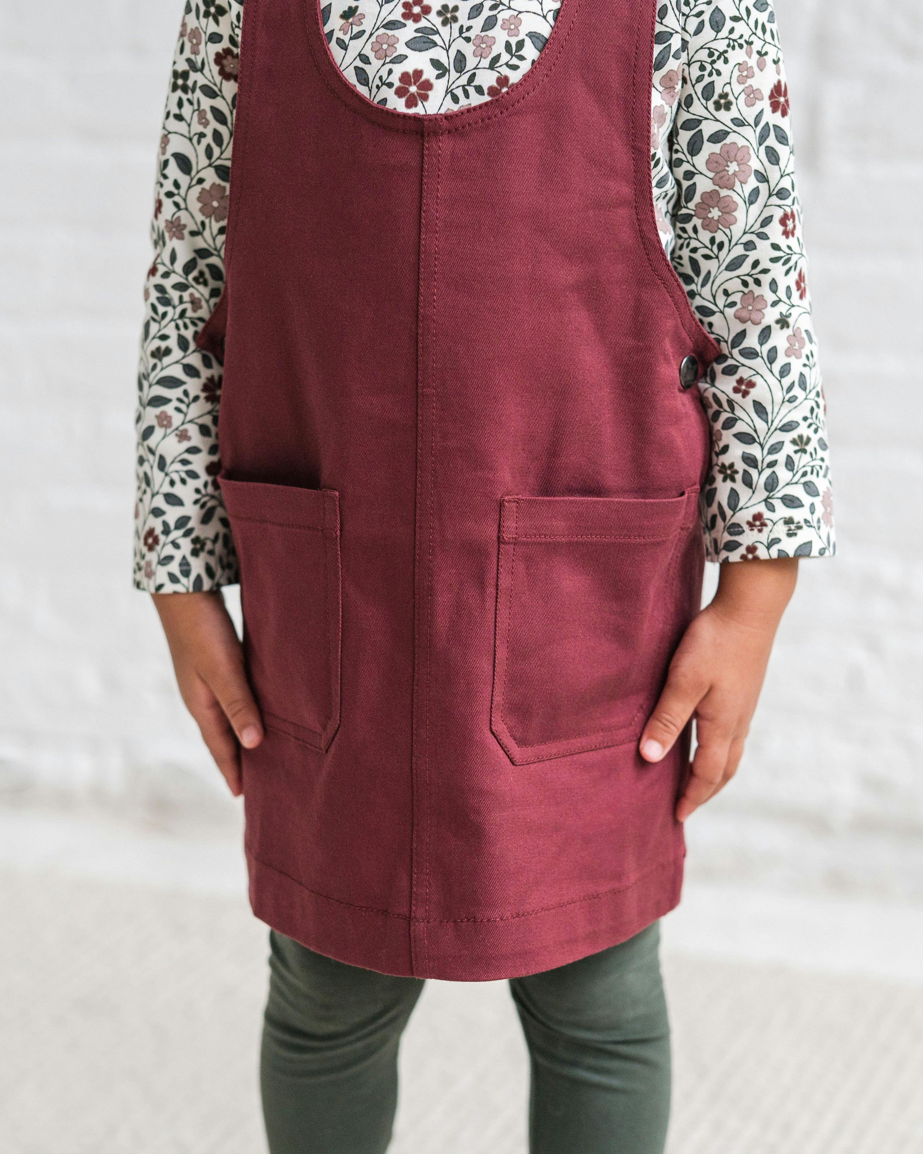 Alma Twill Jumper Dress Cranberry