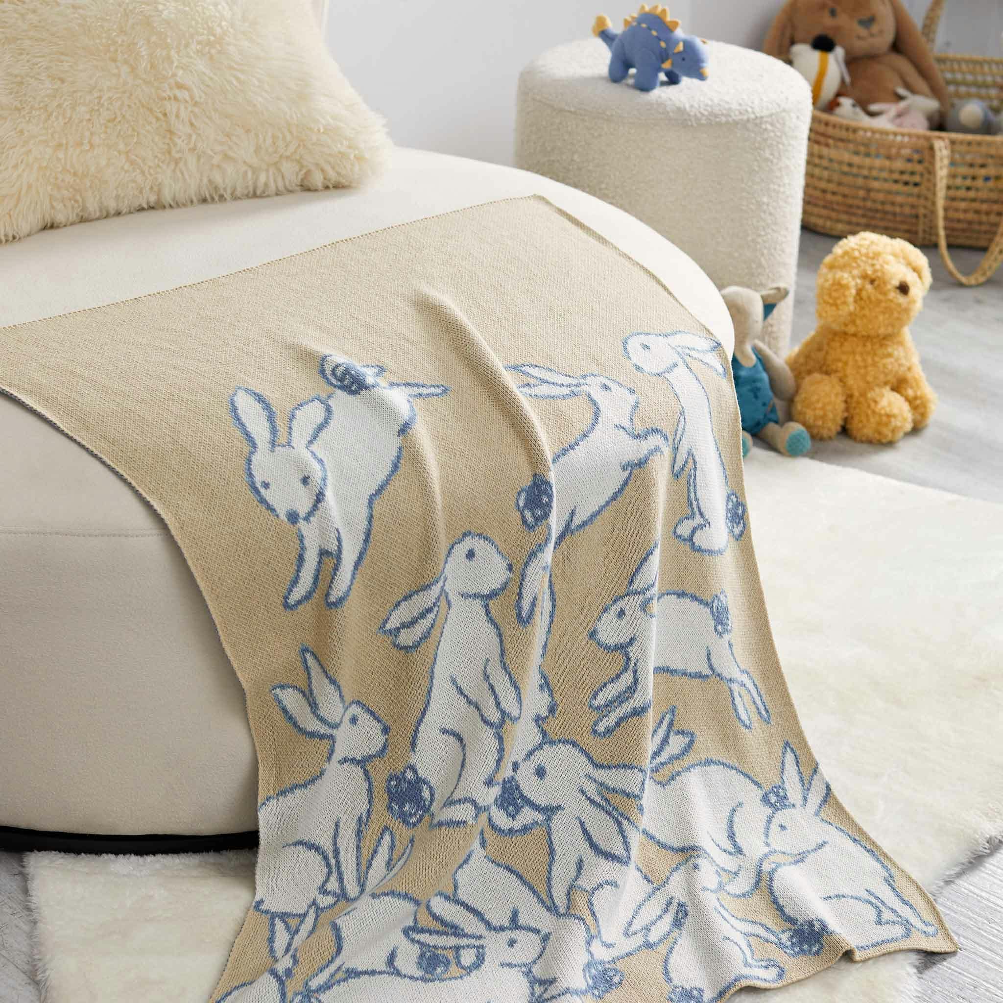 Baby Cotton Knit Blanket - Rabbits