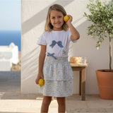 Fiona Girl Skirt, Yellow Blue Flowery