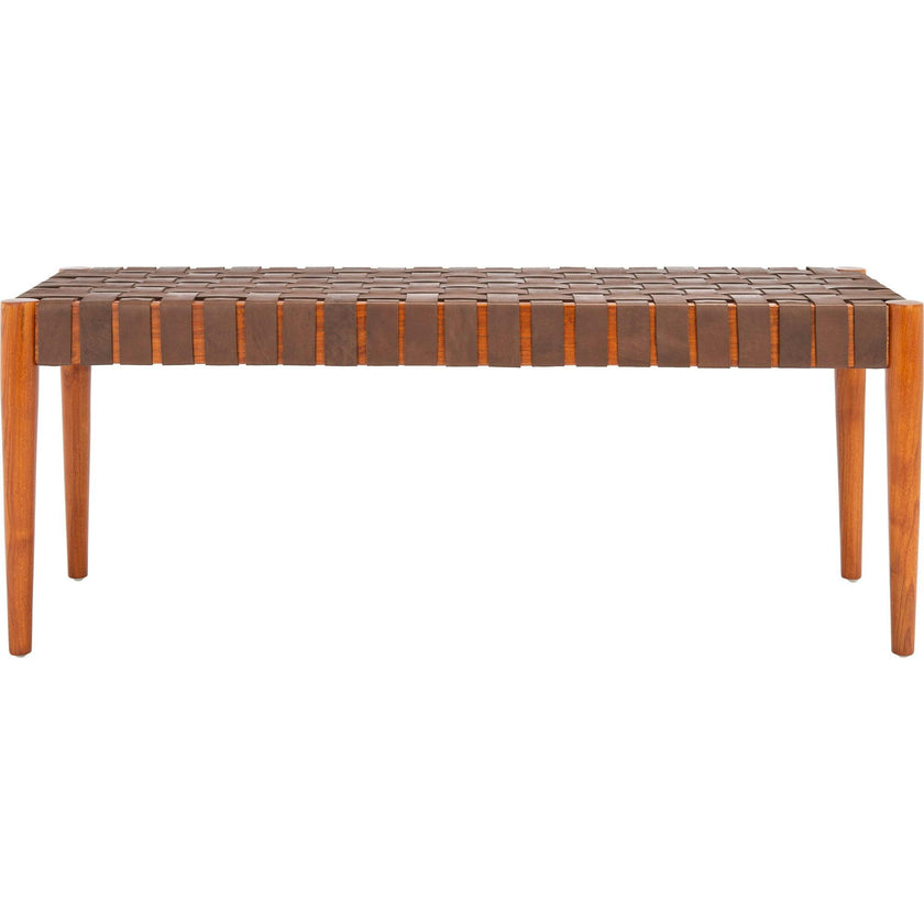 Amalia Leather Weave Bench