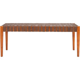 Amalia Leather Weave Bench