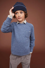 The Blue Merino Pocket Cashmere Crew