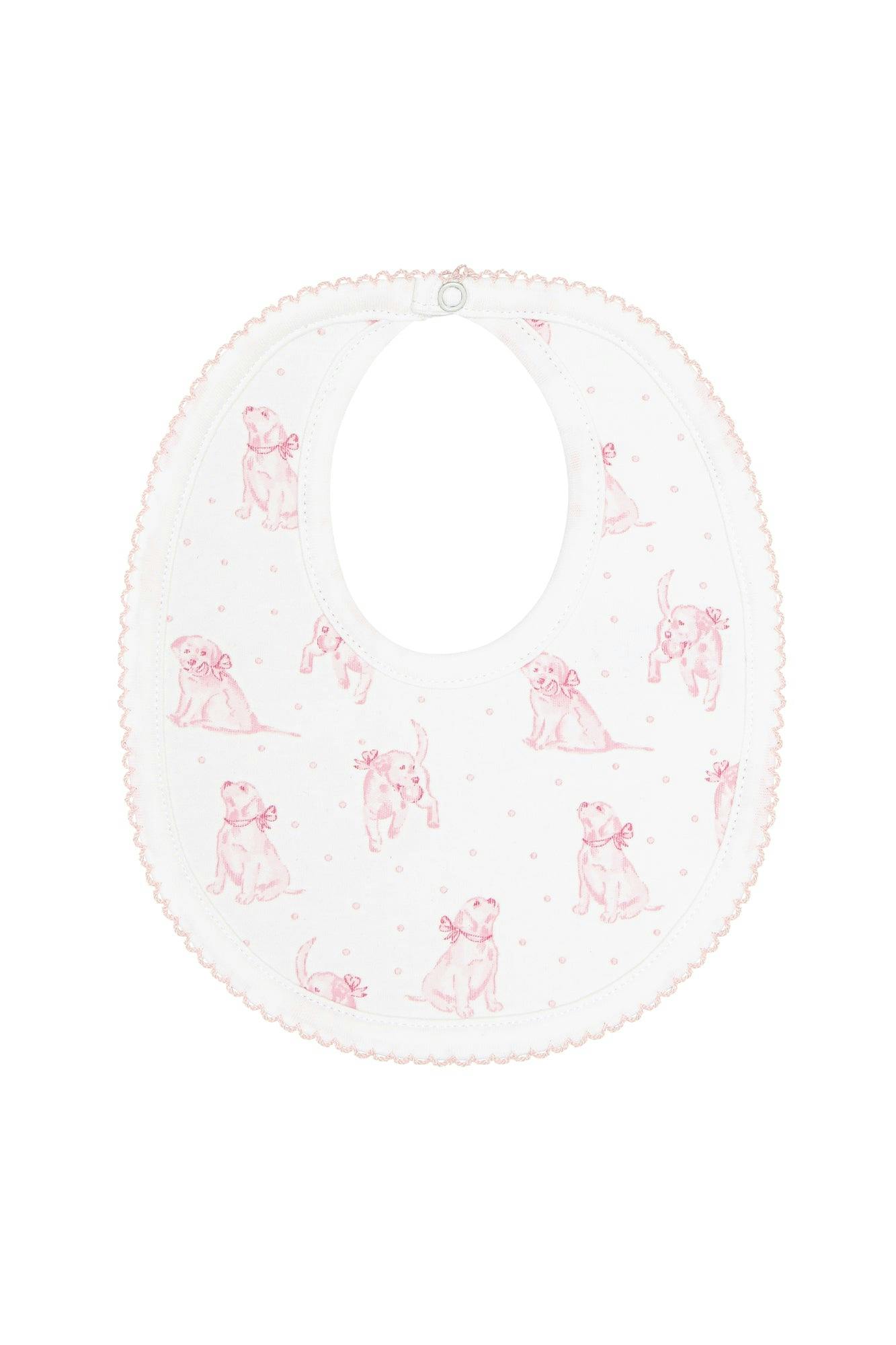 Pink Puppy Love Print Bib