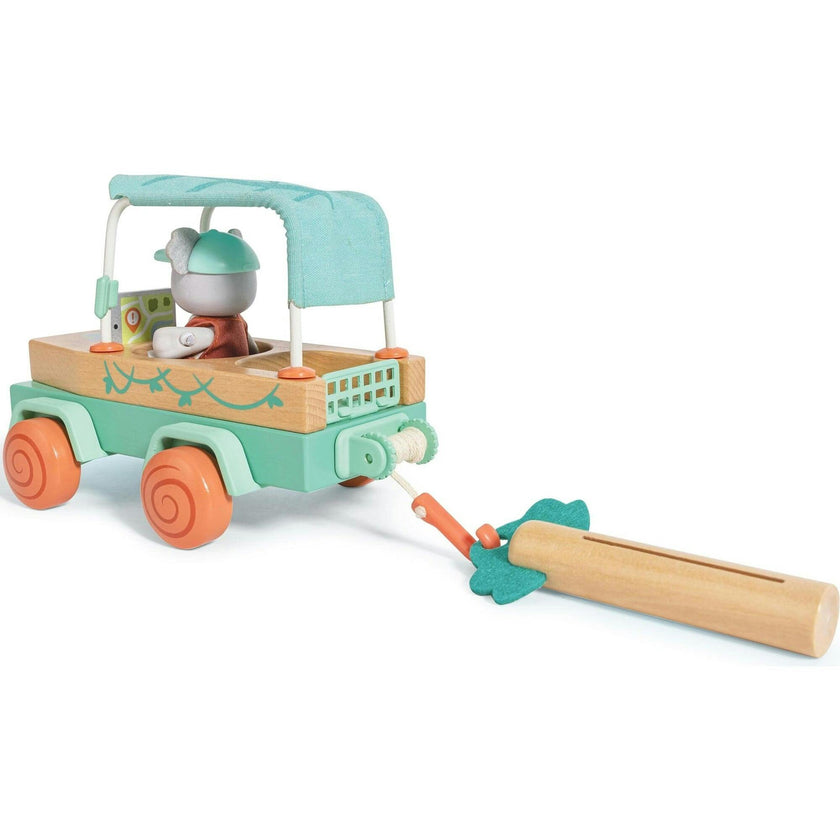 Hape: Solar Offroad Adventure - 11pc Wooden Nature & Hazard Toy Car