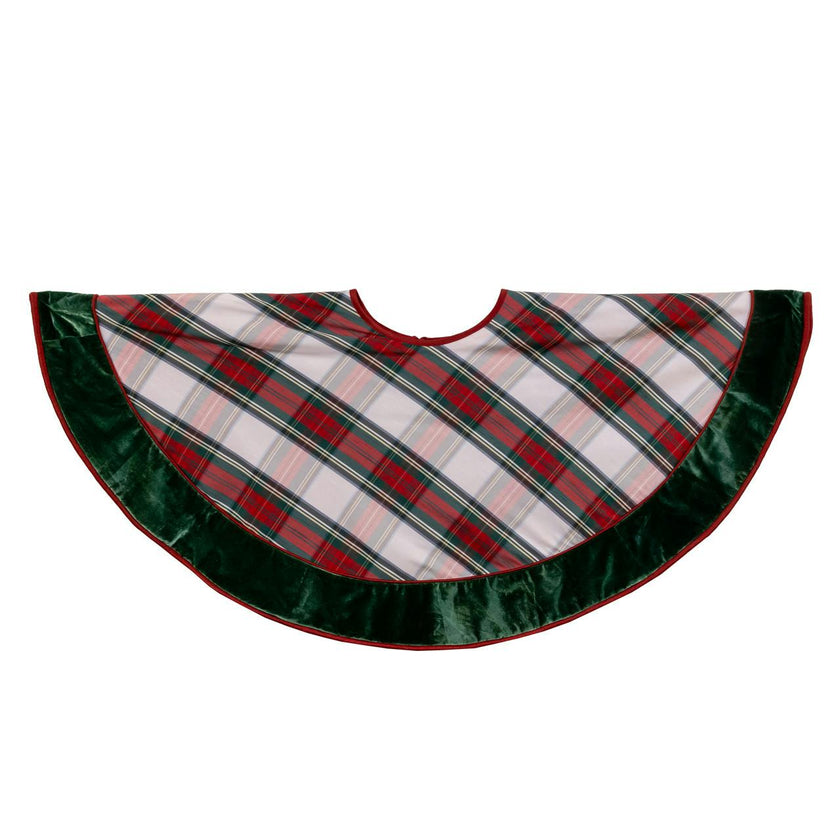 Kurt Adler 48-Inch Red and Green Plaid Velvet Border Tree Skirt