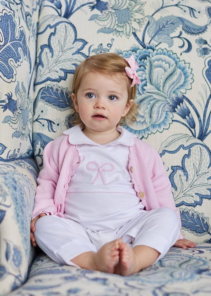 Crochet Cardigan - Pink Bow
