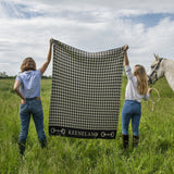 Custom Personalized Equestrian Sustainable Knit Throw Blanket - Houndstooth Horse Bit