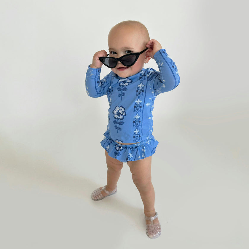 The Baby Ariel Rashguard - Blue Arcadia Border