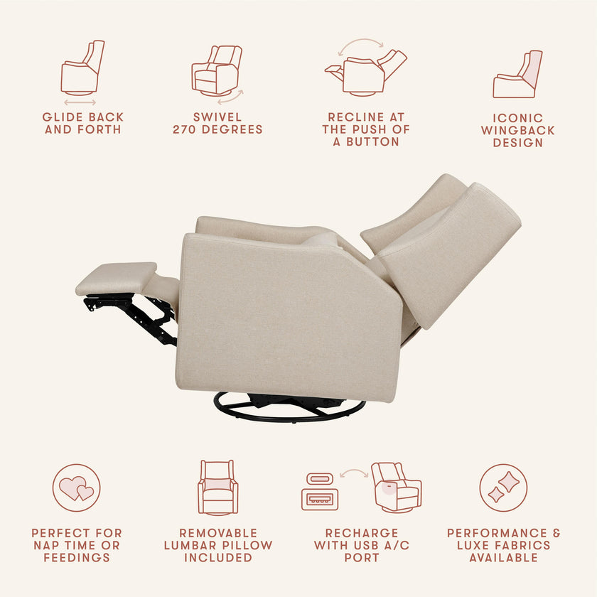 Kiwi Electronic Recliner and Swivel Glider with USB port