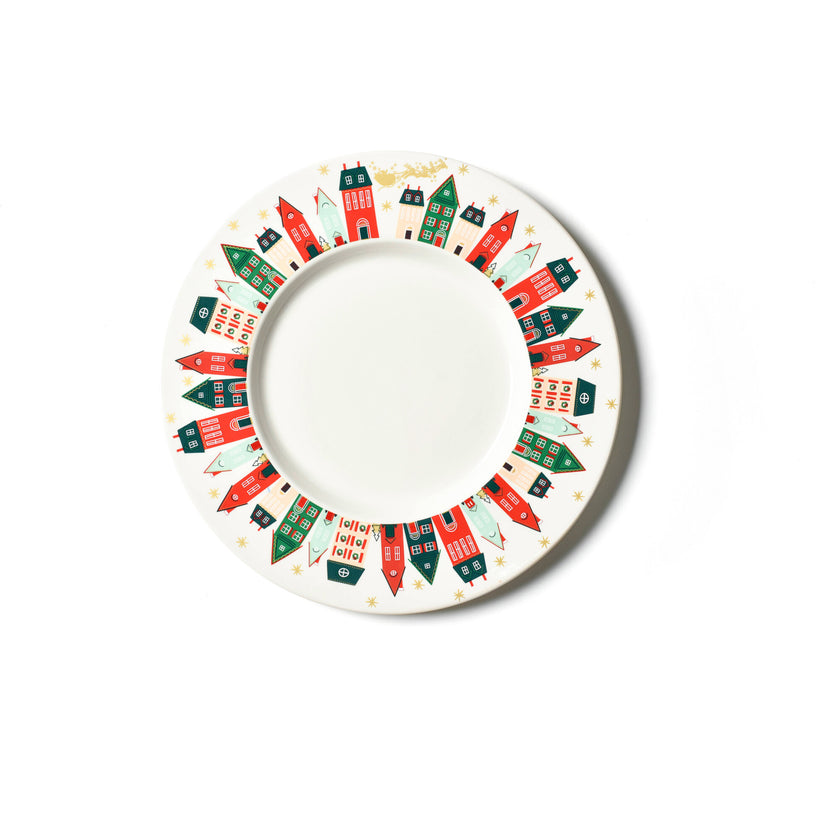 Flying Santa Rimmed Dinner Plate