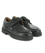 College Shoe with Velcro in Smooth Leather, Black