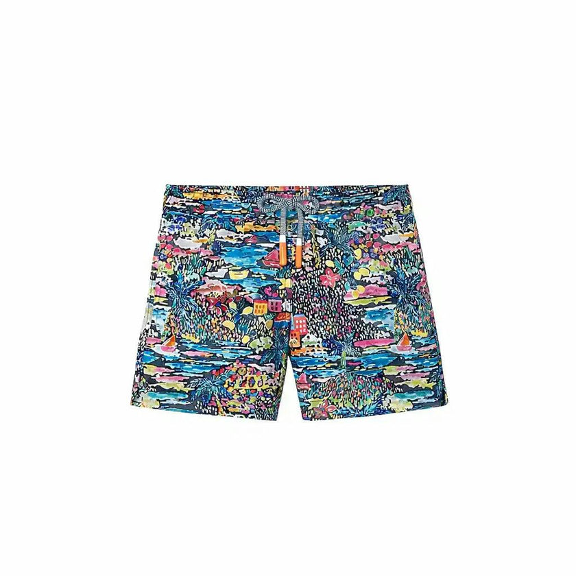 Boys' swim shorts, navy print | GIGI