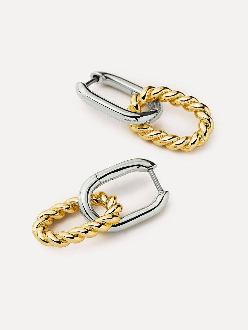 Drop Earrings - Ash Double Mini Two Tone