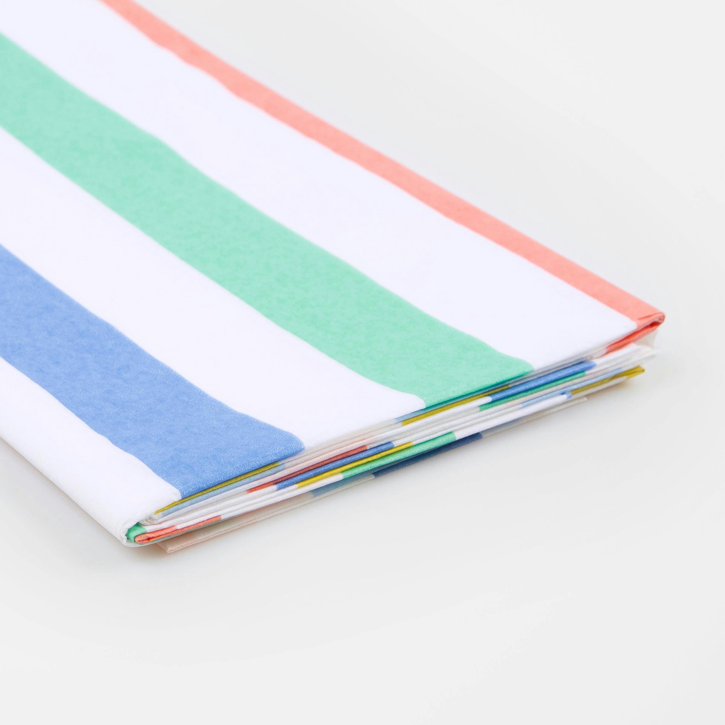 Multi Striped Paper Tablecloth