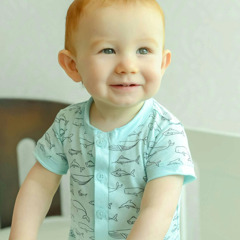 Henley Romper, Blue