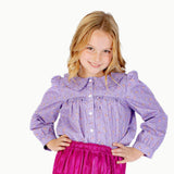 Ruffle Trim Blouse in Purple Carousel