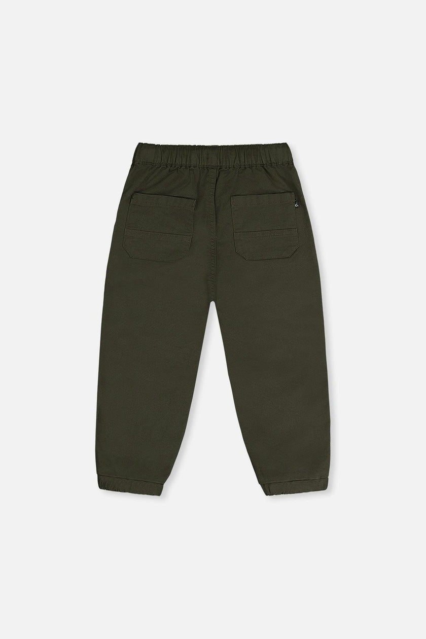 Stretch Canvas Jogger Pants Very Dark Green