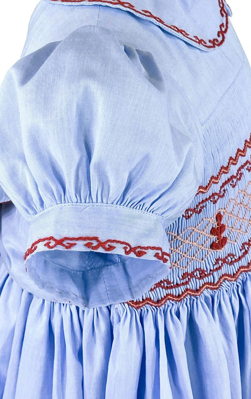 Lavender Blue Princess Charlotte Hand Smocked Embroidered Collar Short Sleeve Dress with Bloomer (12mo - 3 yrs)