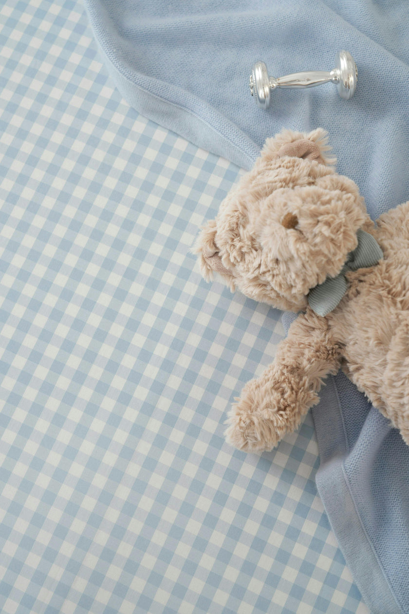 Luxe Premium Light Blue Gingham Crib Sheet