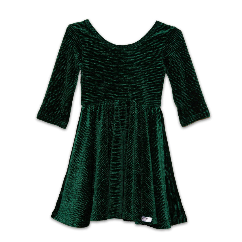 Holiday Twirly Dress in Emerald Bodre