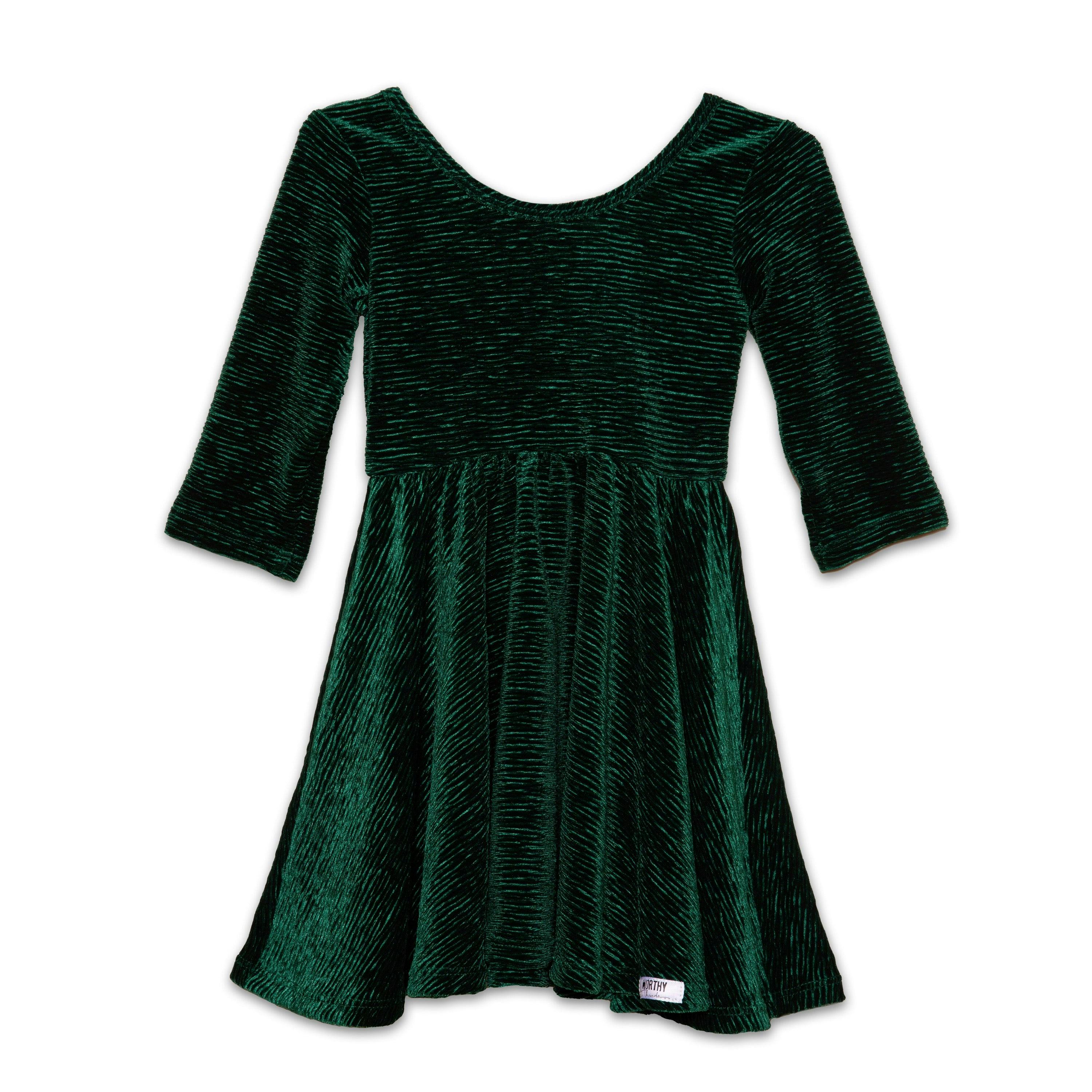Holiday Twirly Dress in Emerald Bodre