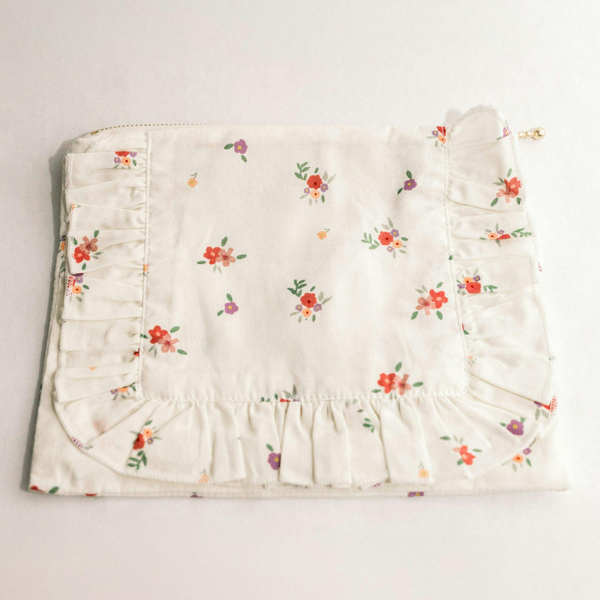 Summer Petals Timeless Floral Ruffle Pouch