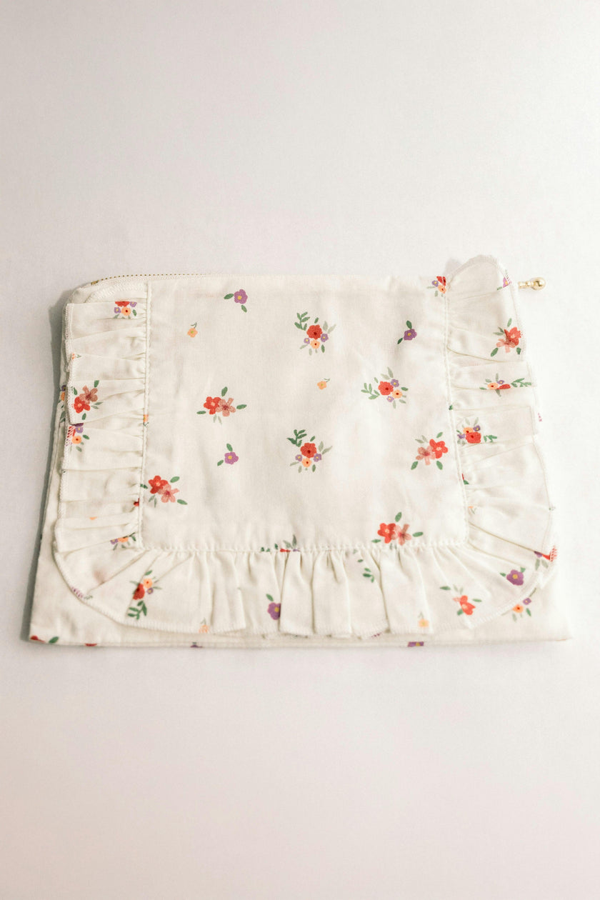Summer Petals Timeless Floral Ruffle Pouch