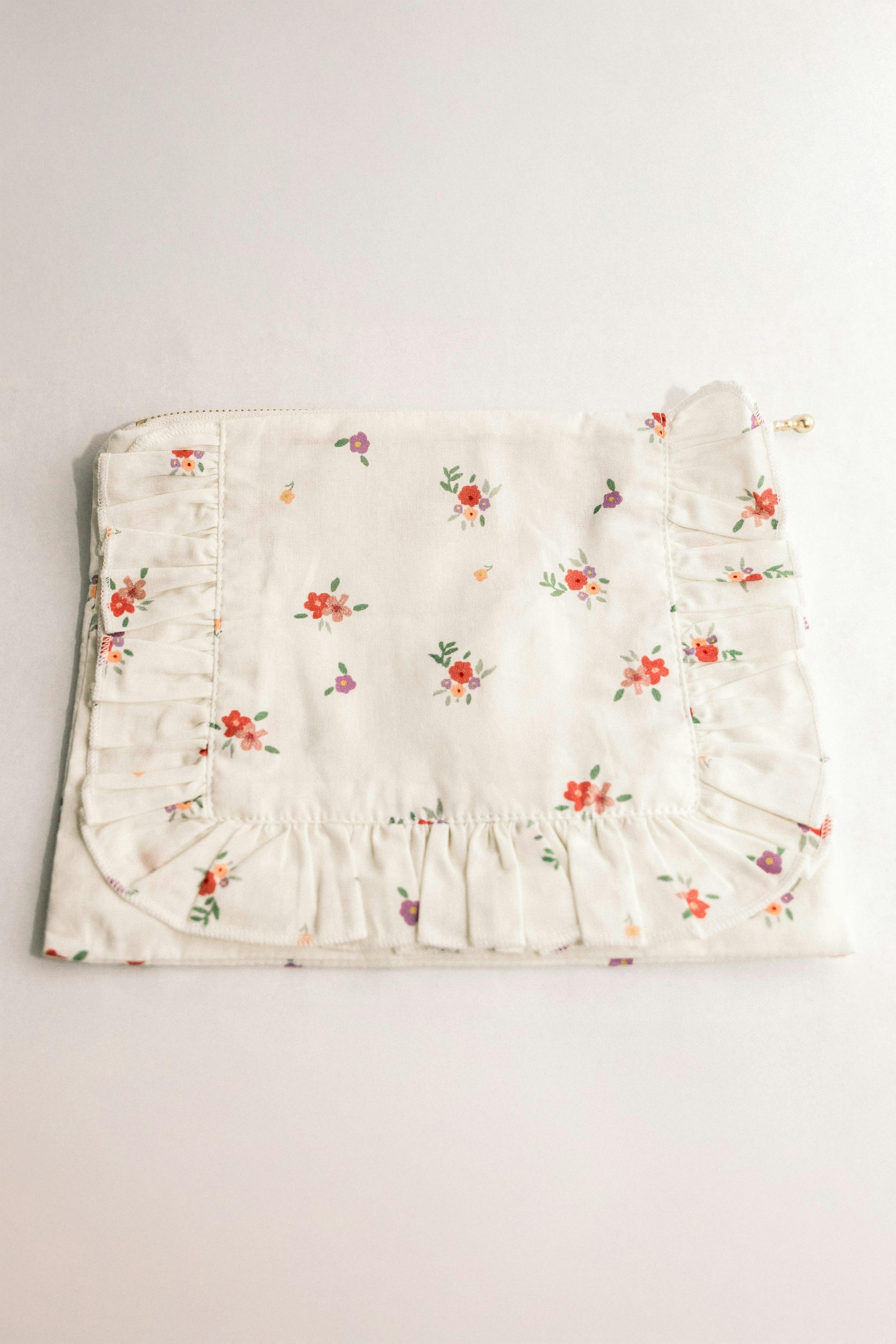 Summer Petals Timeless Floral Ruffle Pouch