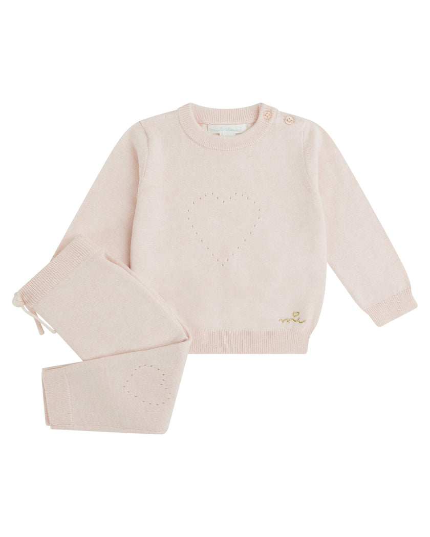 Pointelle Heart Crawler Set - Pink