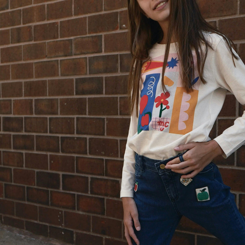 Recycled Denim Apple Patch Kid Pant