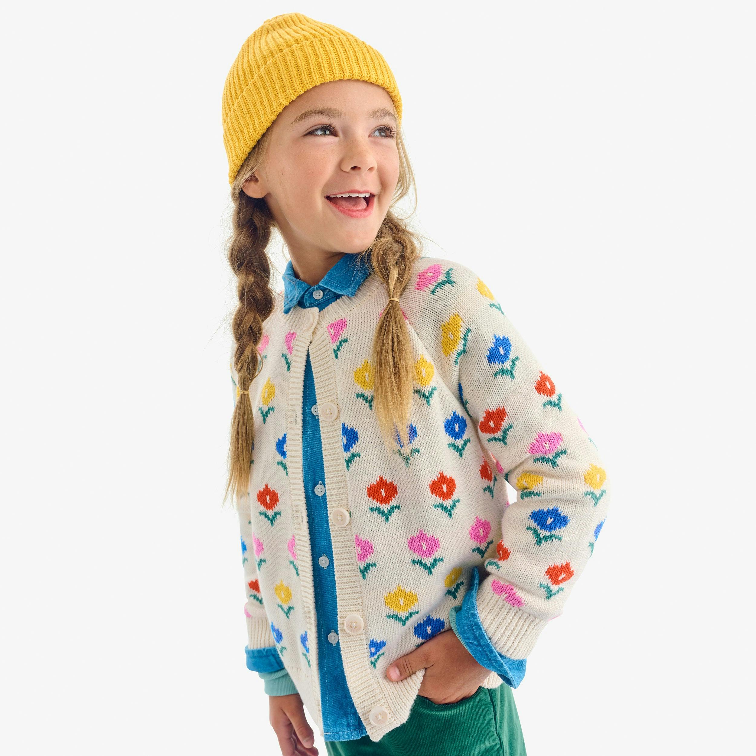 Kids cardigan in fall florals