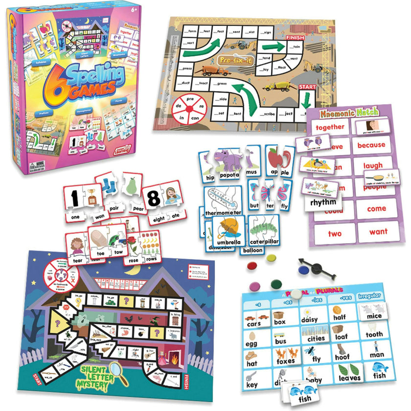 6 Spelling Games Board Game for Ages 6+ Grade 1 Grade 2 Learning