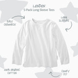 LONDON 5-Pack Toddler Long Sleeve T-Shirts