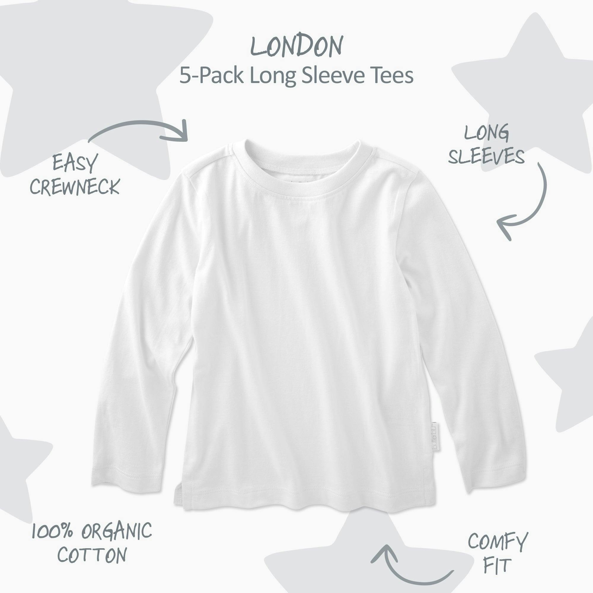 LONDON 5-Pack Toddler Long Sleeve T-Shirts