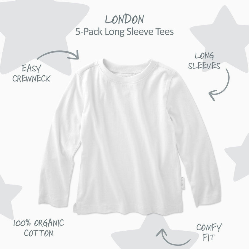 LONDON 5-Pack Toddler Long Sleeve T-Shirts
