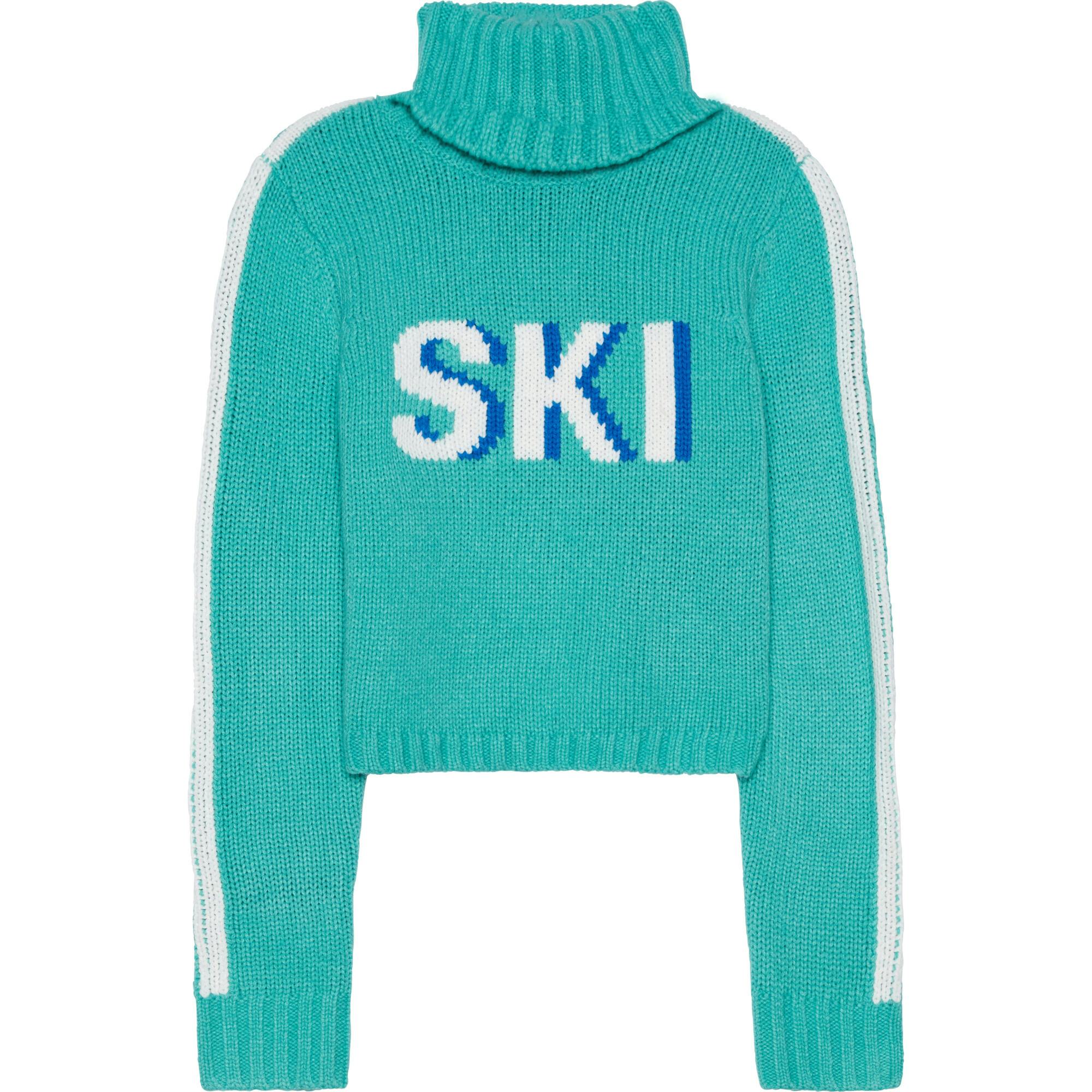 Women's Retro Ski Knit Cropped Turtleneck Sweater