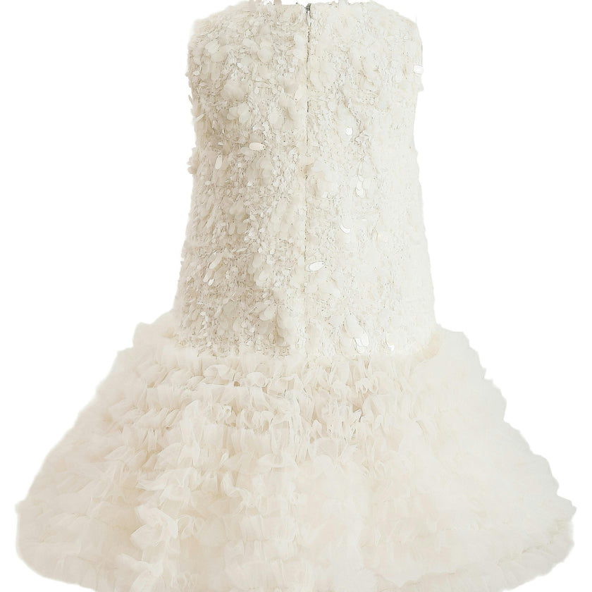 Cream Whispered Petal Mini Dress
