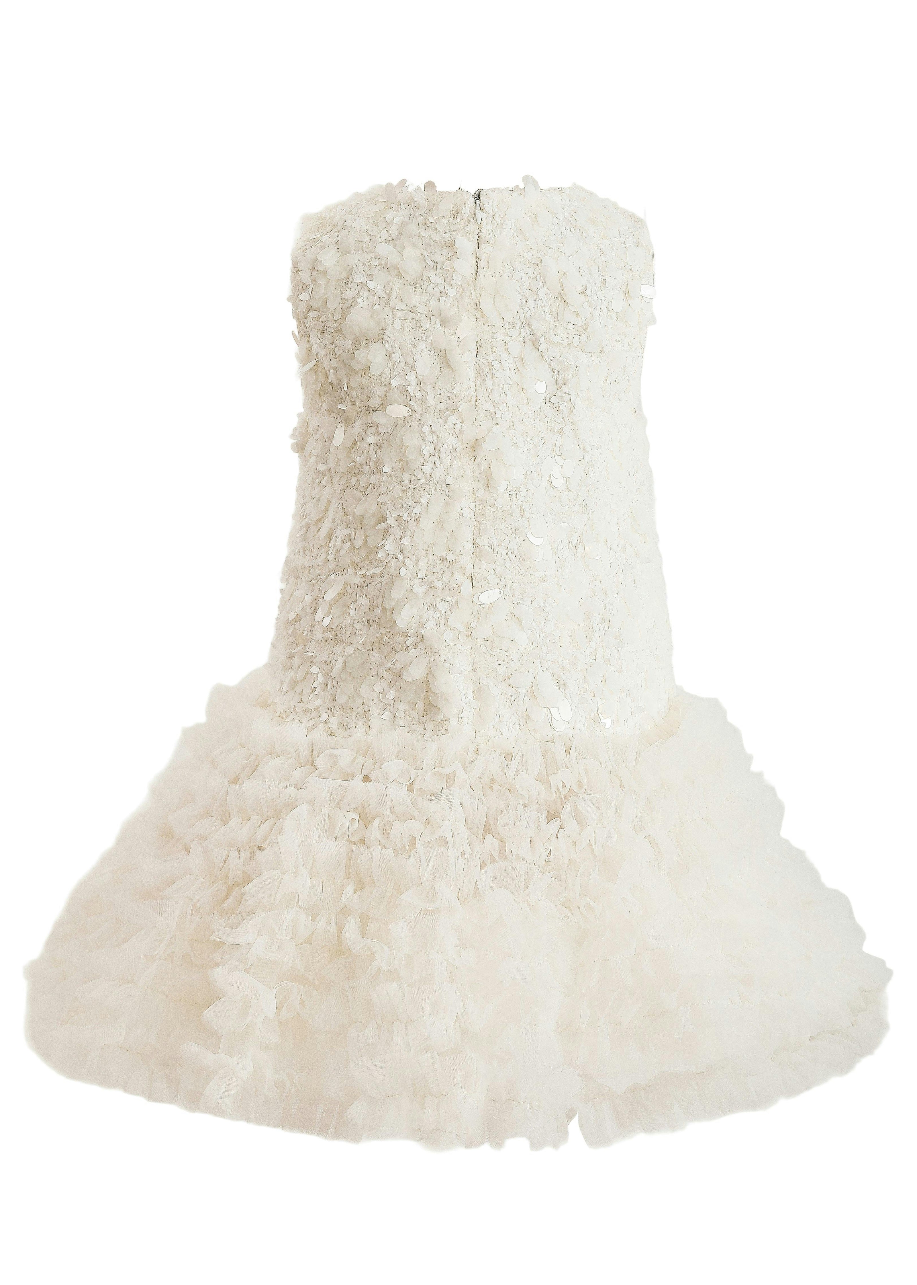Cream Whispered Petal Mini Dress