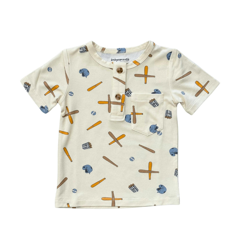 Boys Short Sleeve Henley Shirt in Construction