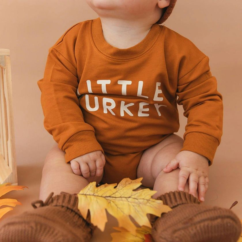 Little Turkey Thanksgiving Long Sleeve Romper